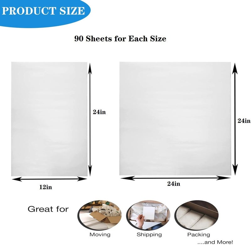UMOVE Large Packing Paper Sheets for Moving Supplies Bulk Packaging Newsprint Moving Paper for Wrapping Shipping Packing Material 180 Sheets 12 * 24in & 24 * 24in - Image 2